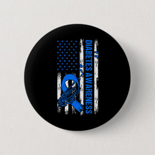 In November We Wear Blue Usa Flag Diabetes Awarene 6 Cm Round Badge