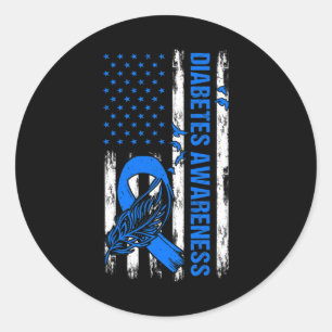 In November We Wear Blue Usa Flag Diabetes Awarene Classic Round Sticker