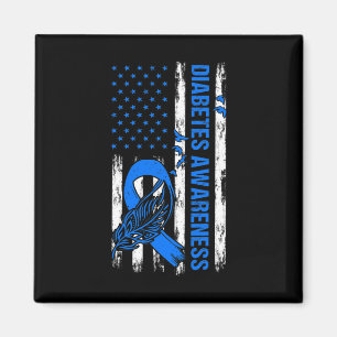 In November We Wear Blue Usa Flag Diabetes Awarene Magnet