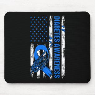 In November We Wear Blue Usa Flag Diabetes Awarene Mouse Pad