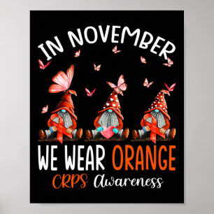 In November We Wear Orange Crps Awareness Gnomes Poster