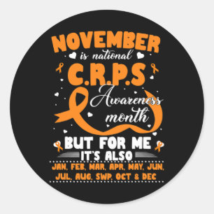 In November We Wear Orange Ribbon Crps Awareness M Classic Round Sticker