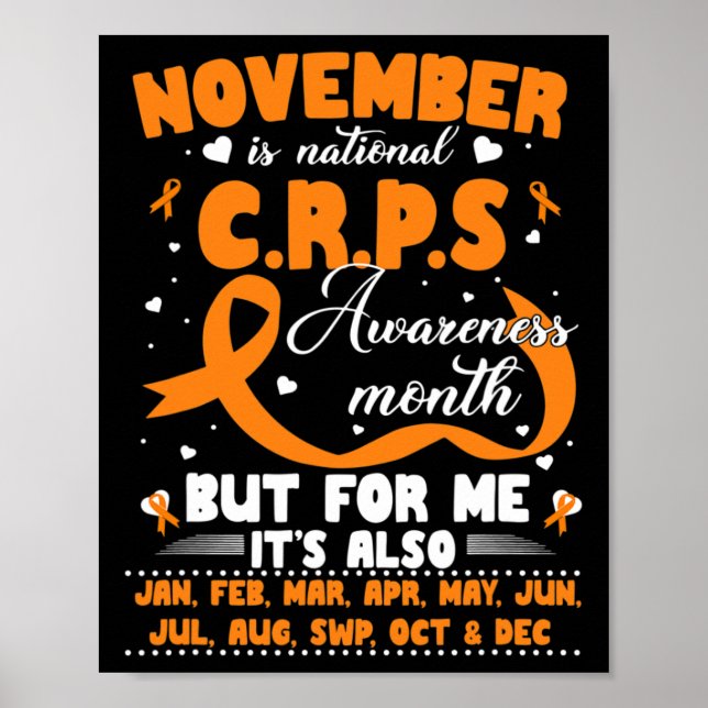 In November We Wear Orange Ribbon CRPS Awareness M Poster (Front)