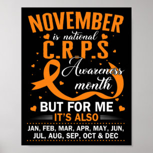 In November We Wear Orange Ribbon CRPS Awareness M Poster
