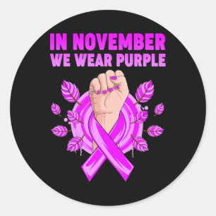 In November We Wear Purple Alzheimer Awareness Wom Classic Round Sticker