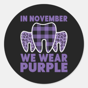 In November We Wear Purple Alzheimerheimer Awarene Classic Round Sticker