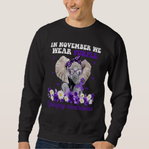 In November We Wear Purple Elephant Epilepsy Aware Sweatshirt