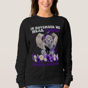In November We Wear Purple Elephant Epilepsy Aware Sweatshirt