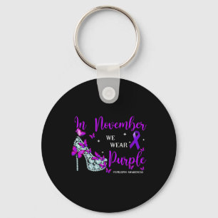 In November We Wear Purple epilepsy awareness mont Key Ring