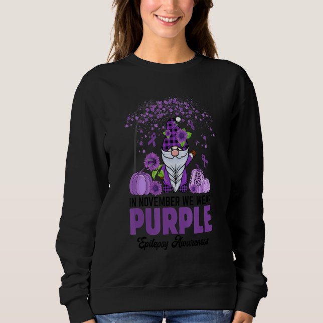 In November We Wear Purple Gnome Epilepsy Awarenes Sweatshirt (Front)