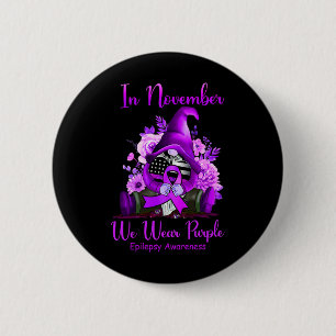 In November We Wear Purple Gnome Ribbon Epilepsy A 6 Cm Round Badge
