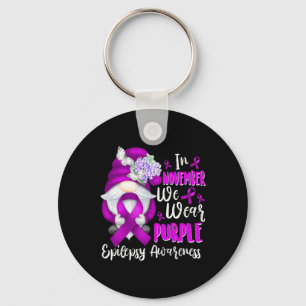 In November We Wear Purple Gnome Warrior Epilepsy Key Ring