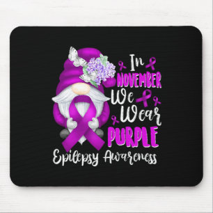 In November We Wear Purple Gnome Warrior Epilepsy Mouse Pad