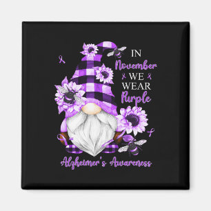 In November We Wear Purple Gnomes Alzheimer Awaren Magnet