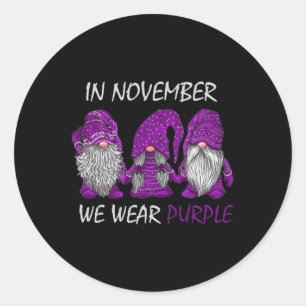In November We Wear Purple - Heimerheimer Awarenes Classic Round Sticker
