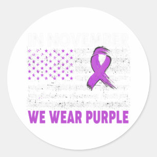 In November We Wear Purple Heimerheimer Awareness Classic Round Sticker