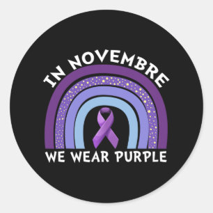 In November We Wear Purple Pancreatic Cancer Aware Classic Round Sticker