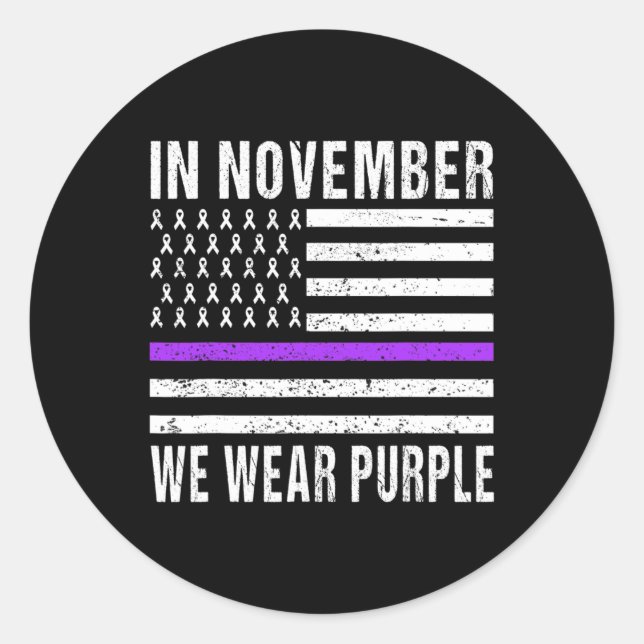 In November We Wear Purple Pancreatic Cancer Aware Classic Round Sticker (Front)