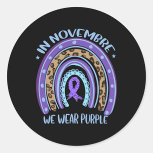 In November We Wear Purple Pancreatic Cancer Aware Classic Round Sticker