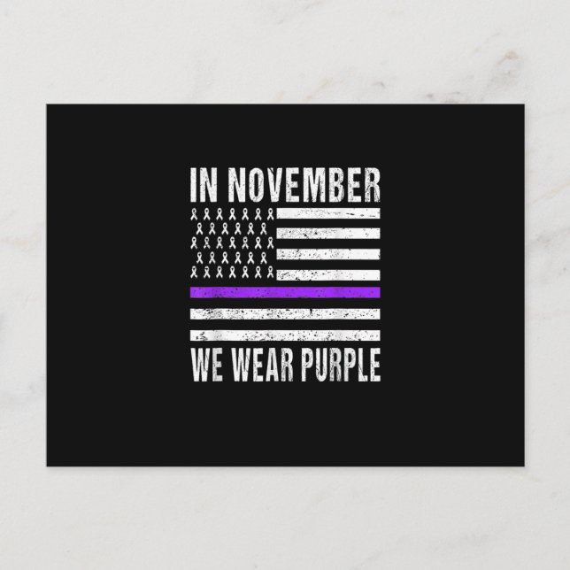 In November We Wear Purple Pancreatic Cancer Aware Postcard (Front)