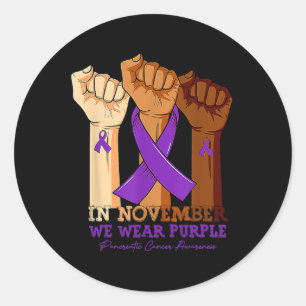 In November We Wear Purple Pancreatic Cancer Hand Classic Round Sticker