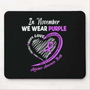 In November We Wear Purple Ribbon Alzheimer Awaren Mouse Pad
