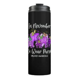In November We Wear Purple Tooth Pumpkin Epilepsy Thermal Tumbler