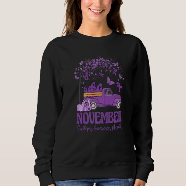 In November We Wear Purple Truck Epilepsy Awarenes Sweatshirt (Front)
