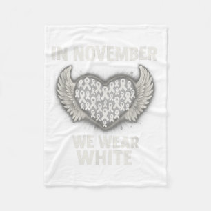 In November We Wear White Lung Cancer Awareness Ri Fleece Blanket