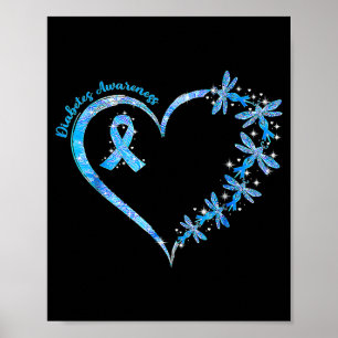 In November Wear Blue Cure Diabetes Awareness Love Poster