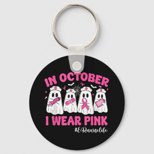 In October I Wear Pink Er Nurse Life Breast Cancer Key Ring