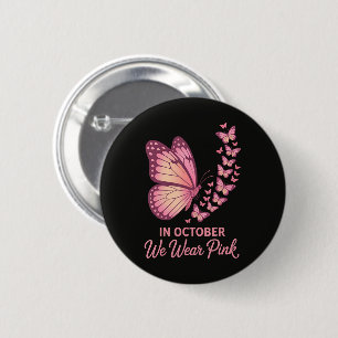 In October Pink Breast Butterfly 6 Cm Round Badge