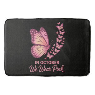 In October Pink Breast Butterfly Bath Mat