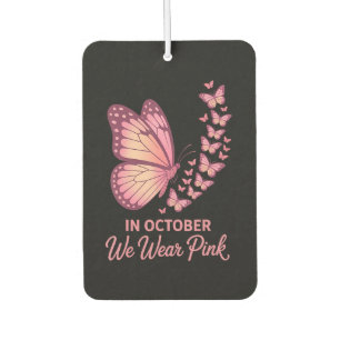 In October Pink Breast Butterfly Car Air Freshener