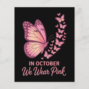 in october pink breast butterfly flyer