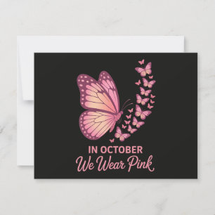 In October Pink Breast Butterfly Invitation