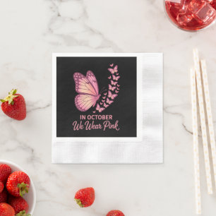in october pink breast butterfly napkin