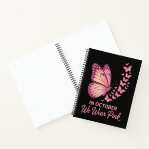In October Pink Breast Butterfly Notebook