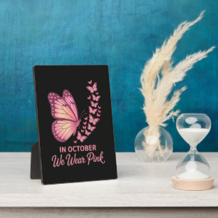 In October Pink Breast Butterfly Plaque