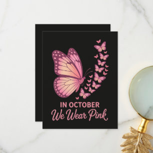 In October Pink Breast Butterfly Thank You Card