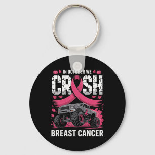 In October We Crush Breast Cancer Awareness Monste Key Ring