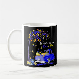 In October We Wear Blue Yellow Truck Down Syndrome Coffee Mug