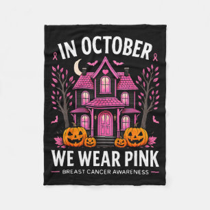 In October We Wear Nk Breast Cancer Awareness Wome Fleece Blanket