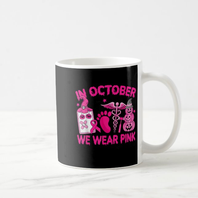 In October We Wear Nk Breast Cancer Diatry Life  Coffee Mug (Right)
