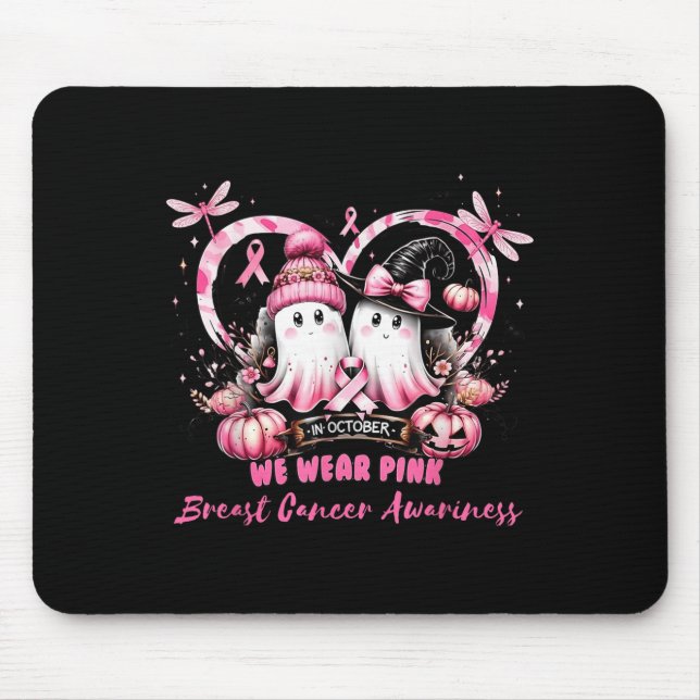 In October We Wear Nk Breast Cancer Heart Dragonfl Mouse Pad (Front)