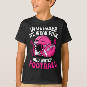 In October We Wear Nk Breast Football Cancer Aware T-Shirt