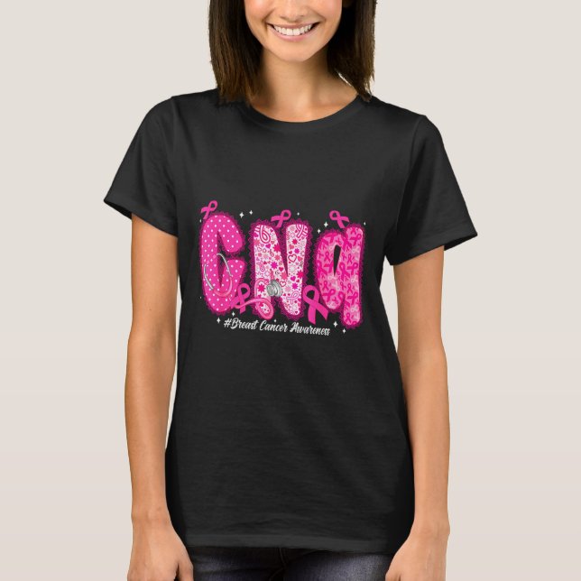 In October We Wear Nk Cna Nurse Breast Cancer Awar T-Shirt (Front)