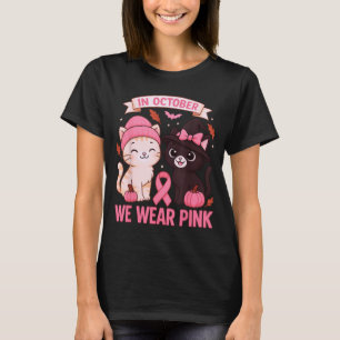 In October We Wear Nk Cute Cat Breast Cancer Aware T-Shirt