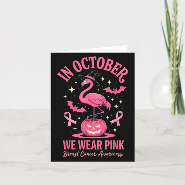 In October We Wear Nk Flamingo Halloween  Card (Front)