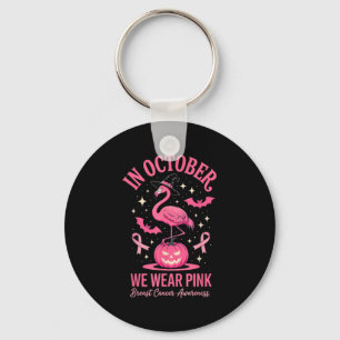 In October We Wear Nk Flamingo Halloween  Key Ring